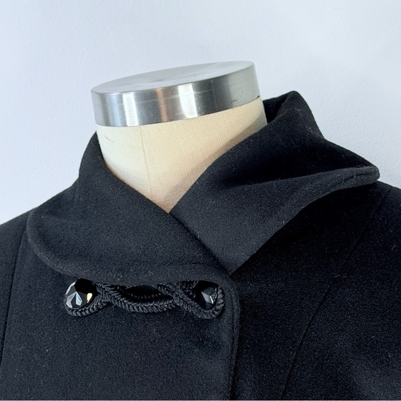 Vintage Ransohoffs 60s Black Wool Princess Coat Frog Closure Jacket XS S - Picture 4 of 13